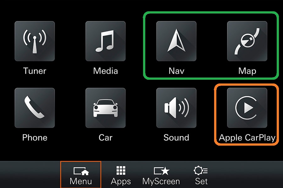 Porsche PCM4 Apple Carplay / Andriod Auto med navigation (navigering)