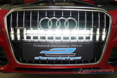 LED ljusramp installation bakom grillen Audi