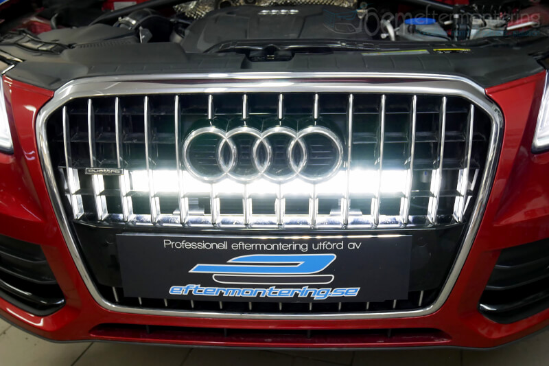 AUDI ledramp installation innanför grillen