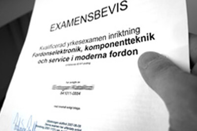 examenbevis fordonselektronik