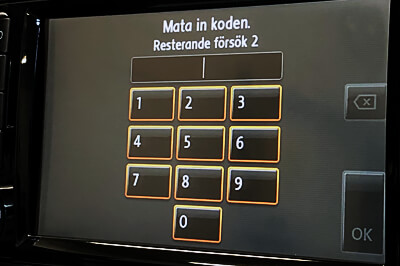 Mata in koden, Enter the code Volkswagen, VW radiokod (SAFE)